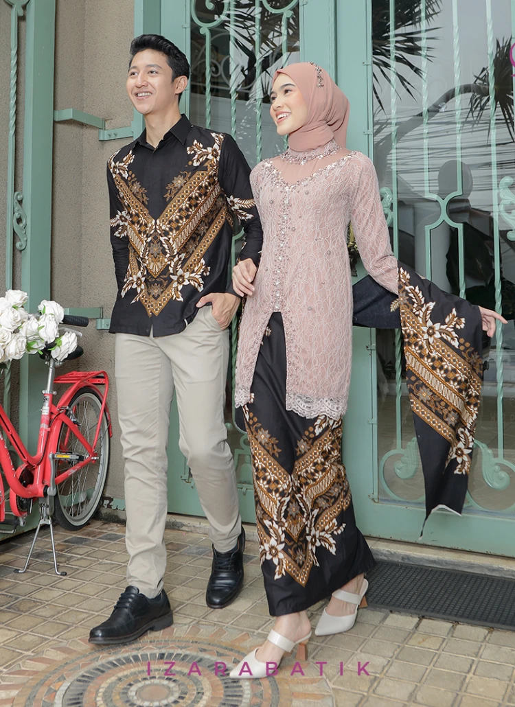 Anggita Mocca Set Kebaya Batik Modern Couple Wisuda Lamaran Full Payet Tunangan Kondangan Bridesmaid