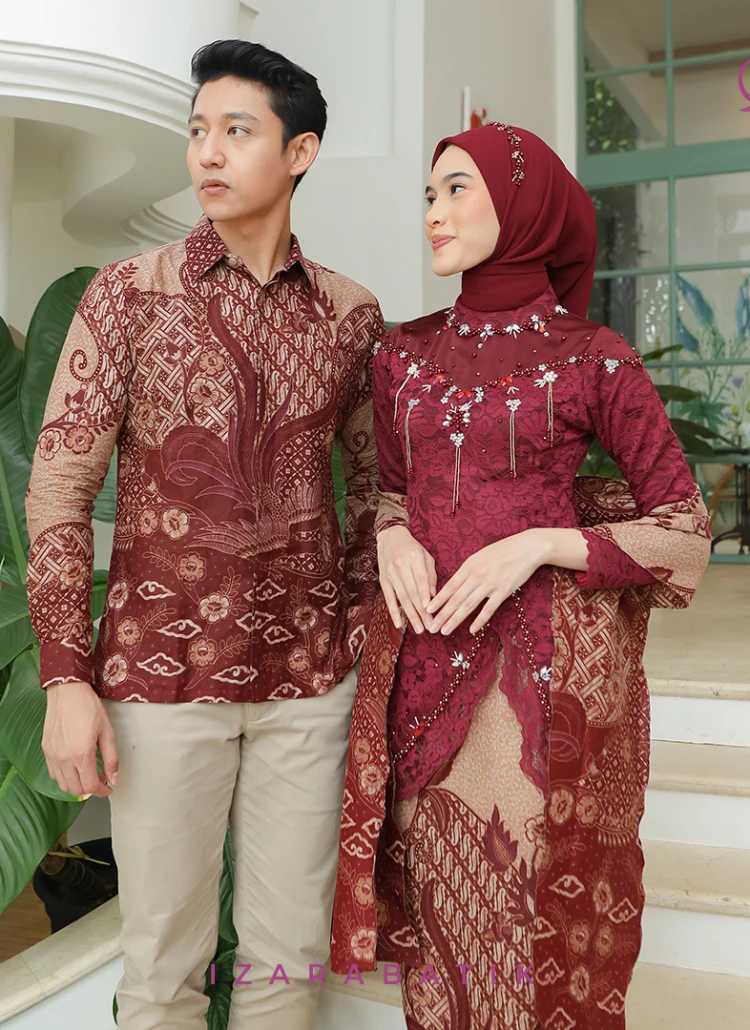 Zavia Series Set Kebaya Batik Modern Couple Wisuda Lamaran Full Payet Tunangan Kondangan Bridesmaid