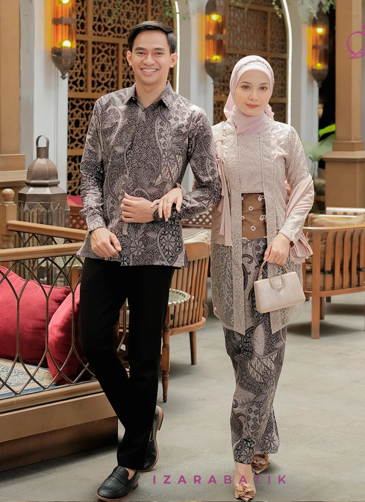 Ratih Latte & Hitam Set Kebaya Kutubaru Batik Modern Couple Wisuda Lamaran Tunangan Kondangan Bridesmaid