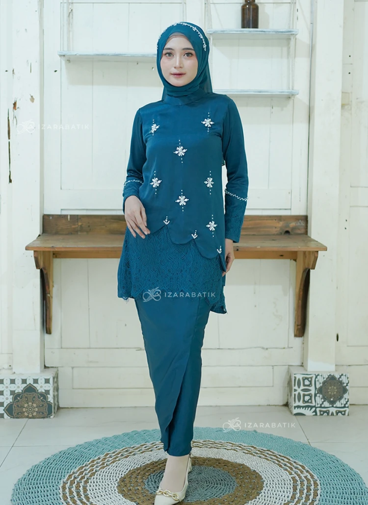Set Suhita Malay Baju Dress Pesta Kondangan Seragam Bridesmaid Setelan Wanita Full Payet