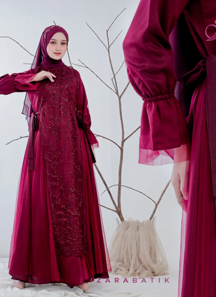 DRESS DEWASA BURGUNDY