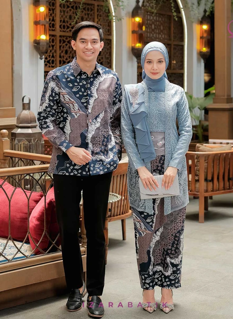 Ratih Kutubaru Denim Set Kebaya Batik Modern Couple Wisuda Lamaran Tunangan Kondangan Bridesmaid