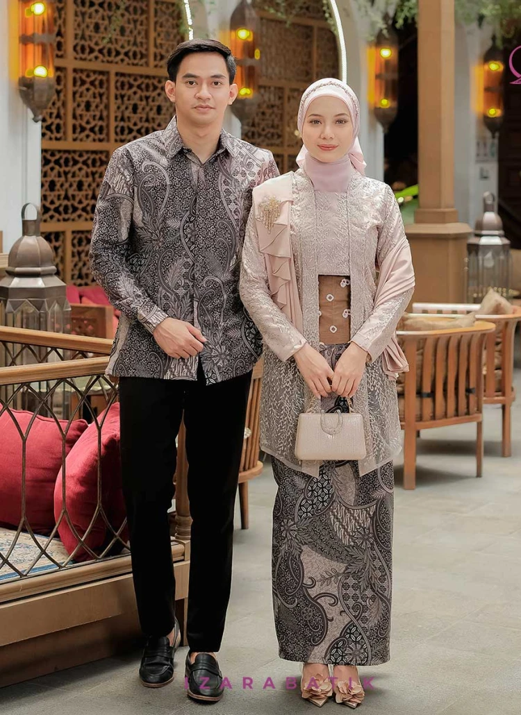 Ratih Latte & Hitam Set Kebaya Kutubaru Batik Modern Couple Wisuda Lamaran Tunangan Kondangan Bridesmaid