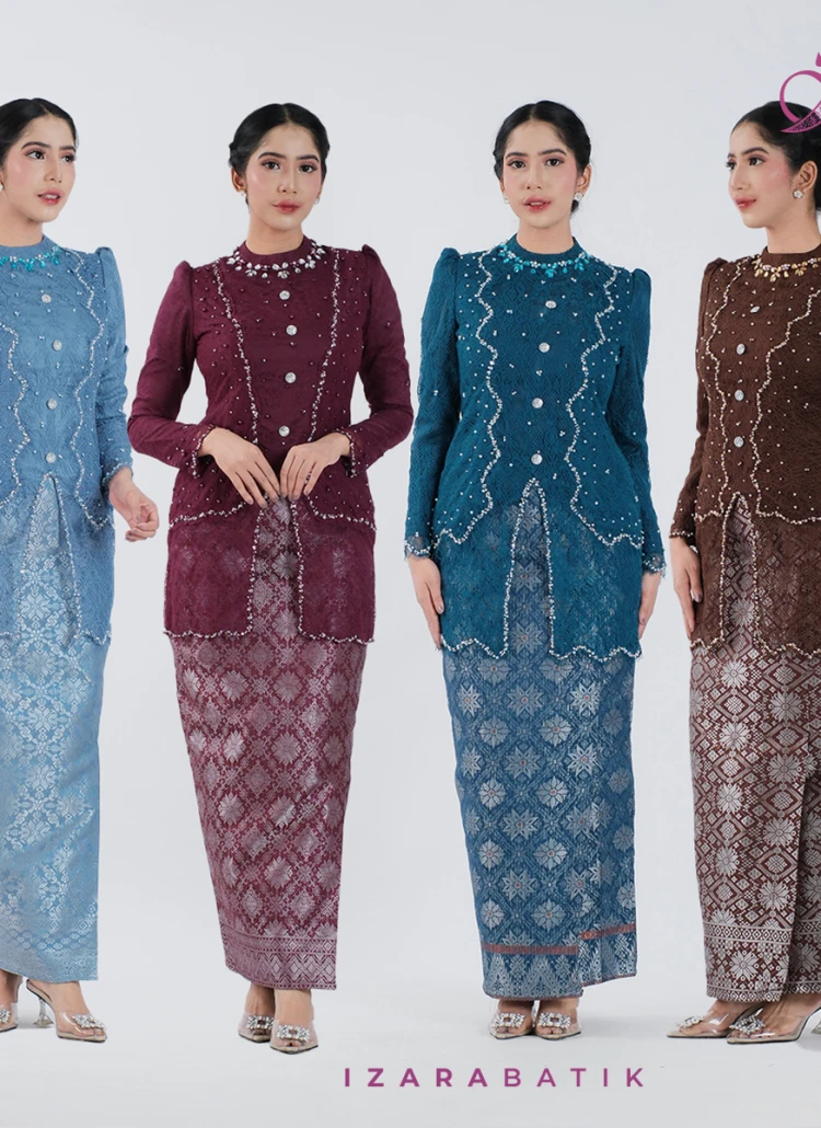 Gracelyn Couple Series Set Kebaya Batik Modern Couple Wisuda Lamaran Full Payet Tunangan Kondangan Bridesmaid