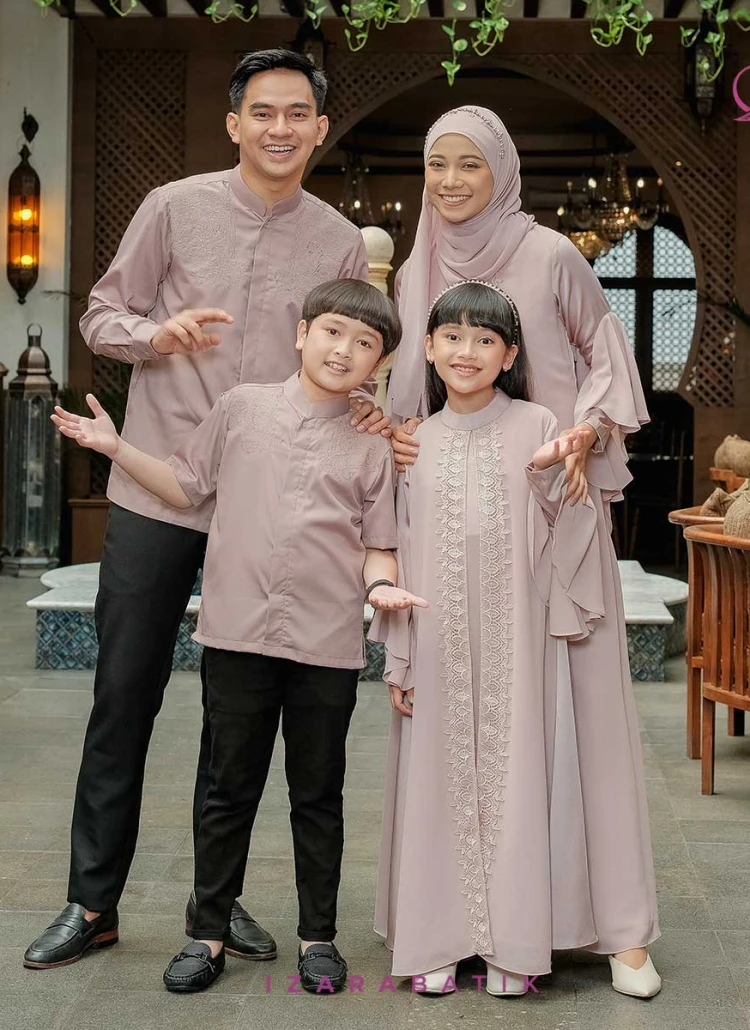 Family Set Dress Annesya Dove - Raya Collection Setelan Baju Couple Sarimbit Keluarga Muslim Lebaran
